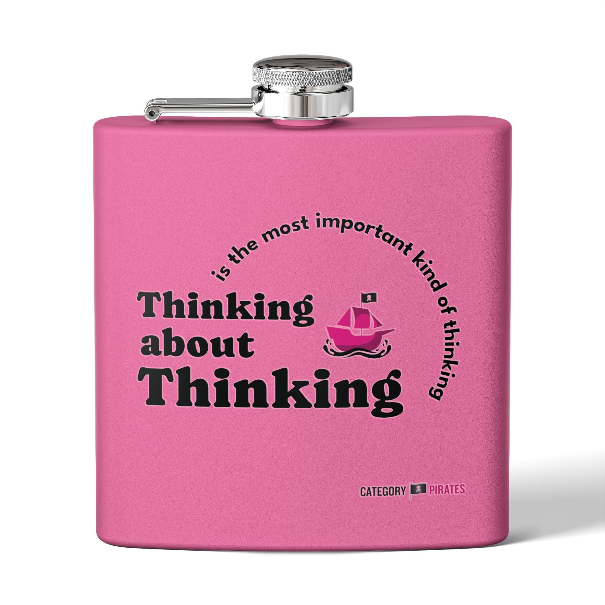 Pirate-Themed Stainless Steel Flask, Thinking About Thinking - Perfect Gift for Adventurers, Weddings, Birthdays, and Parties